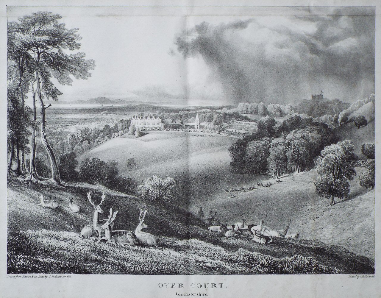 Lithograph - Over Court, Gloucestershire. - Jackson